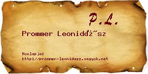 Prommer Leonidász névjegykártya